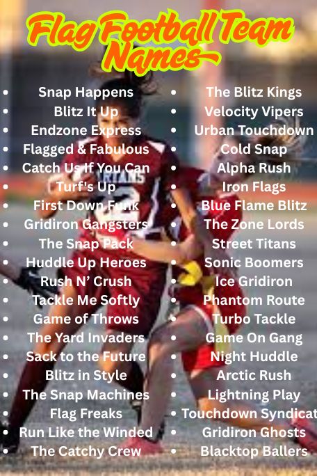 1200+ Coed Flag Football Team Names to Love 