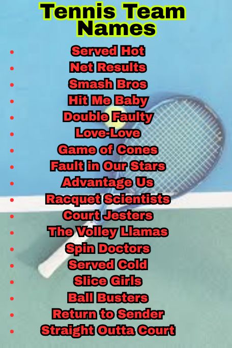 1100+ Best Tennis Team Names to Ace Every Match