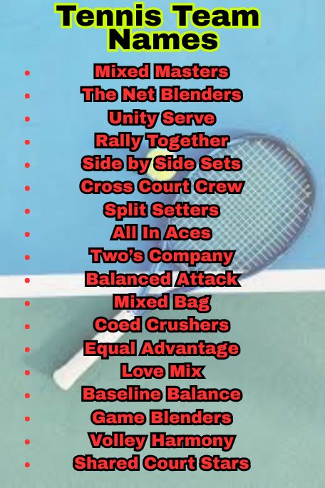 1100+ Best Tennis Team Names to Ace Every Match