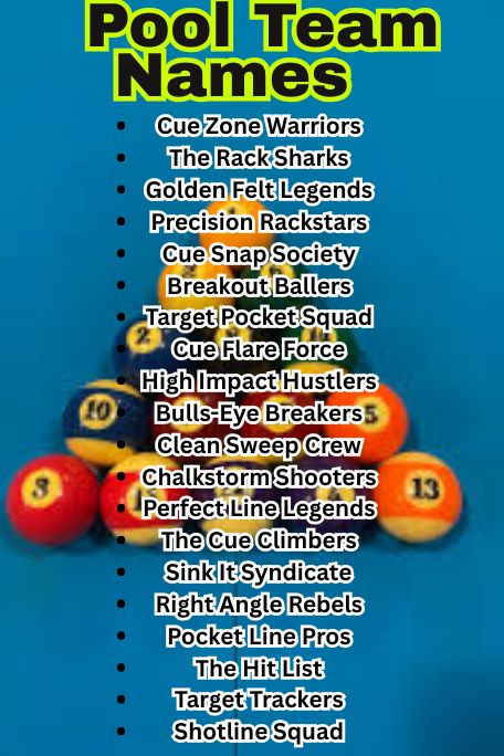 1000+ Cool and Catchy Pool Team Names Ideas 