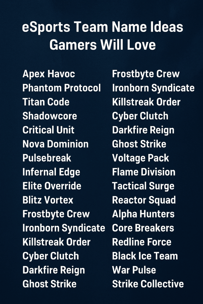 1150+ eSports Team Name Ideas Gamers Will Love 