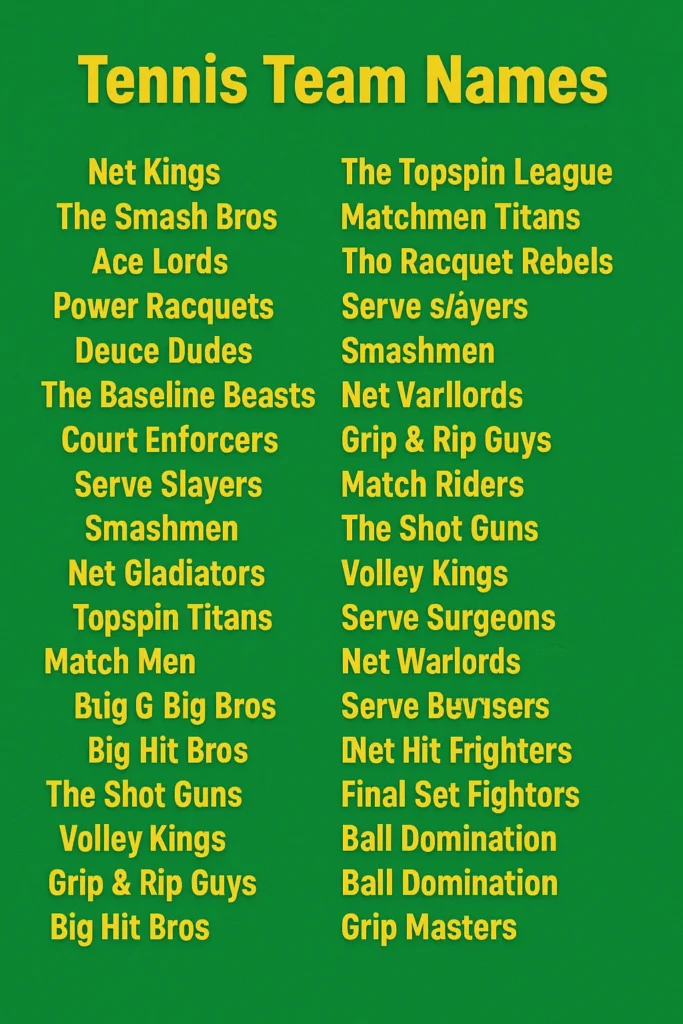 1100+ Best Tennis Team Names to Ace Every Match