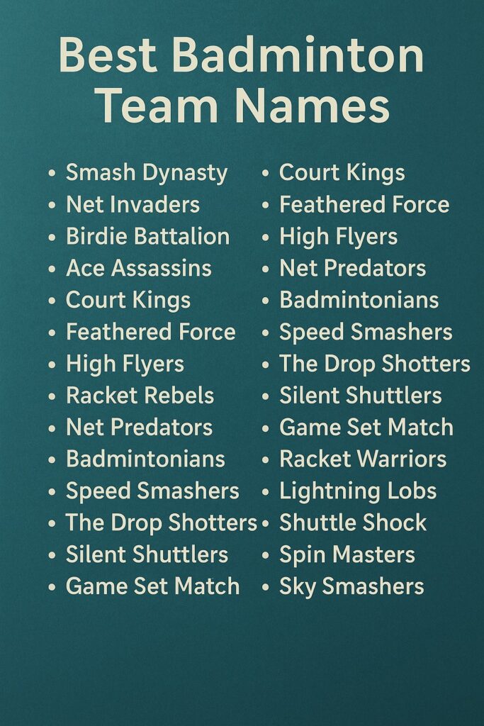 1200+ Best Badminton Team Names for Champions