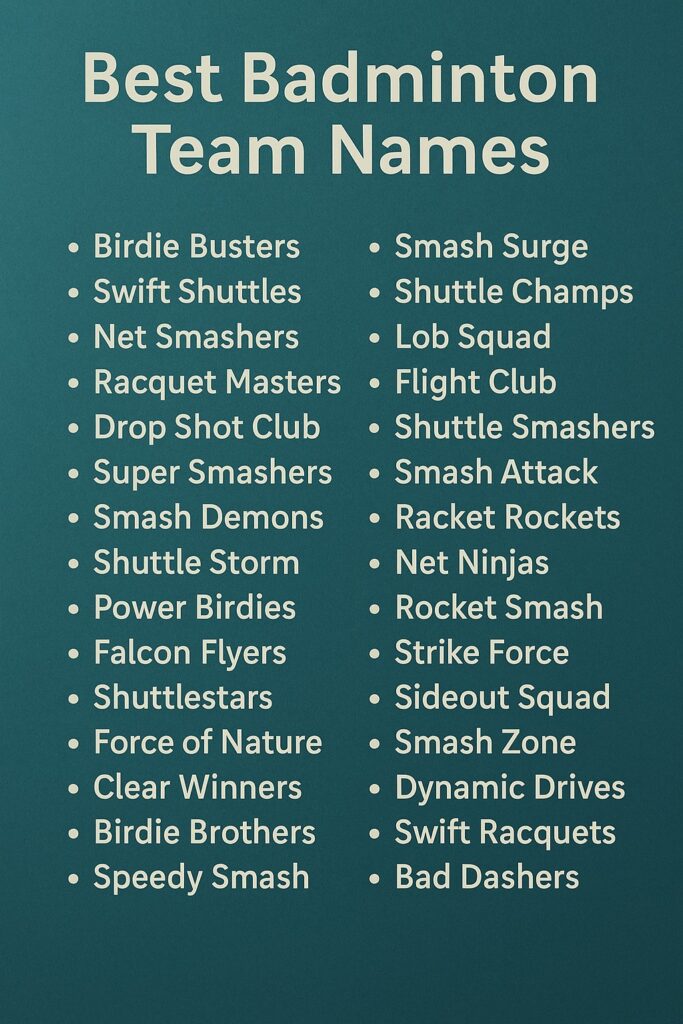 1200+ Best Badminton Team Names for Champions