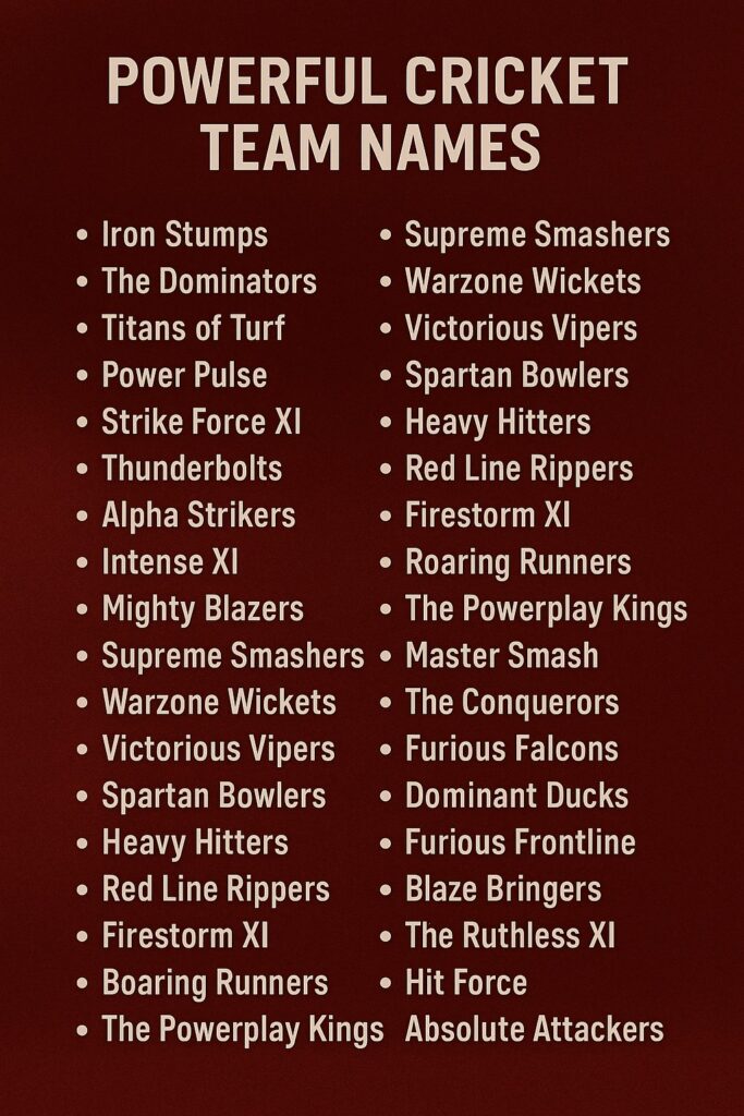 1000+ Powerful Cricket Team Names for Real Players