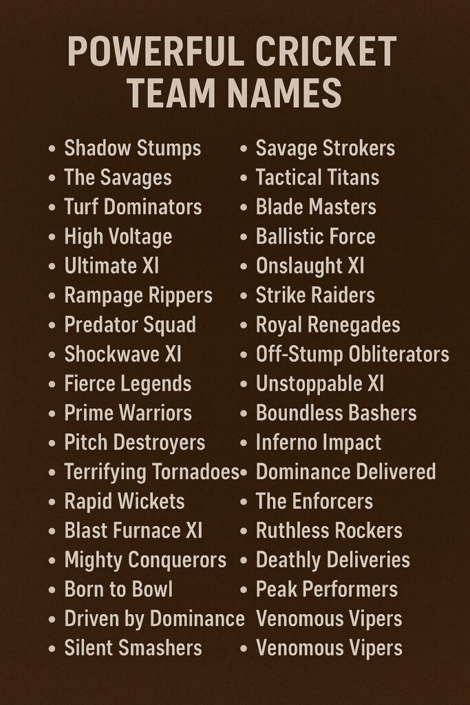 1000+ Powerful Cricket Team Names for Real Players