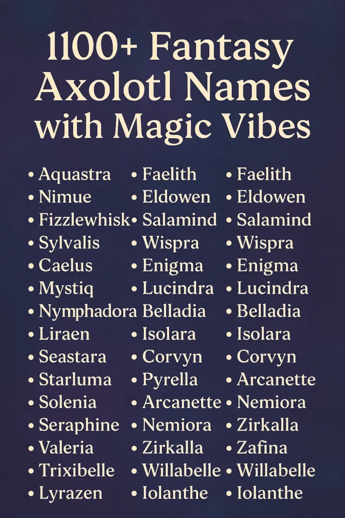 1100+ Fantasy Axolotl Names with Magic Vibes