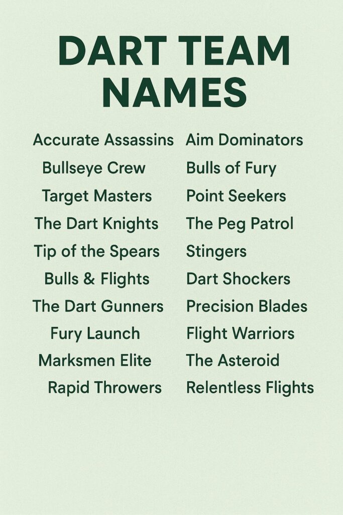 1000+ Bold and Brilliant Dart Team Names Ideas to Use 2025