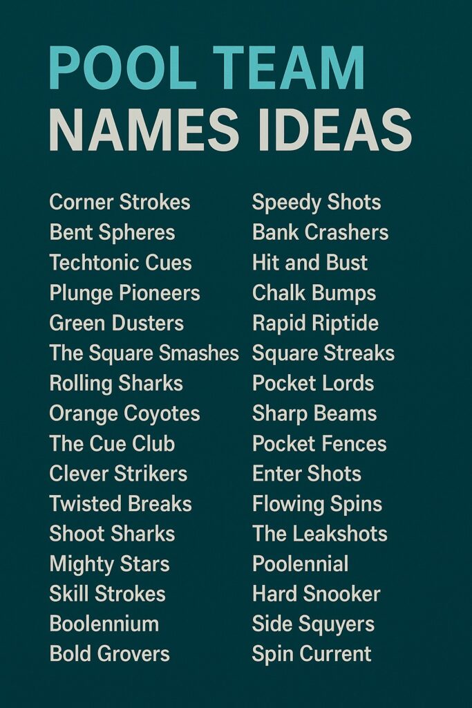 1000+ Cool and Catchy Pool Team Names Ideas