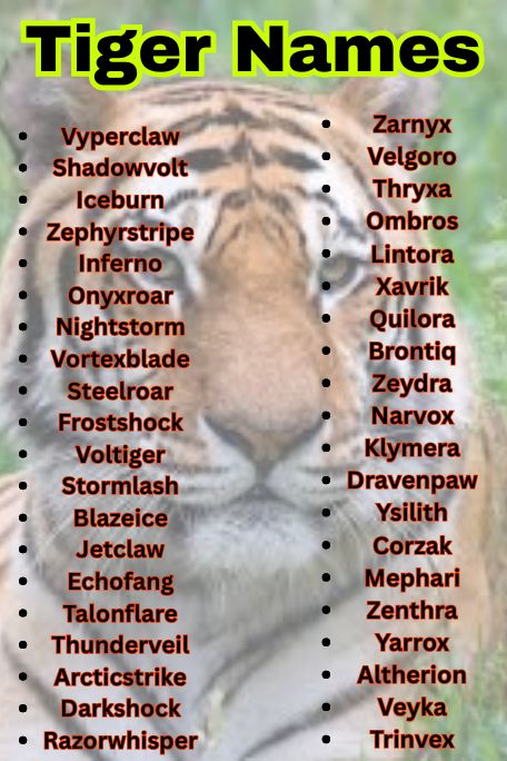 1200+ Tiger Names for Baby, Jungle, and Mythical Cats